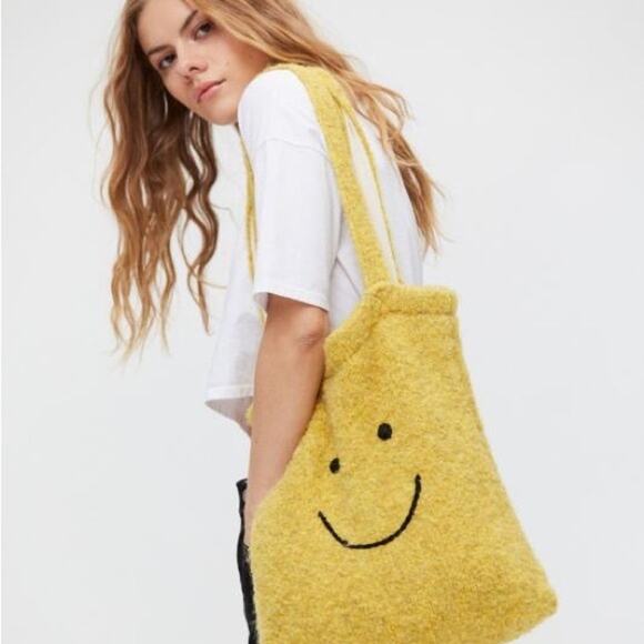 Urban Outfitters Handbags - Urban Outfitters Fuzzy Knit Boho Smiley Face Tote Bag. One Size